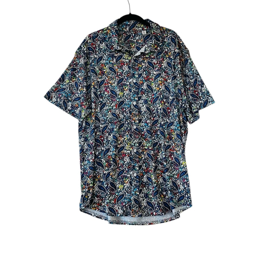 Robert Graham Button Down Shirt Short Sleeve Paisley Skulls  Size XL